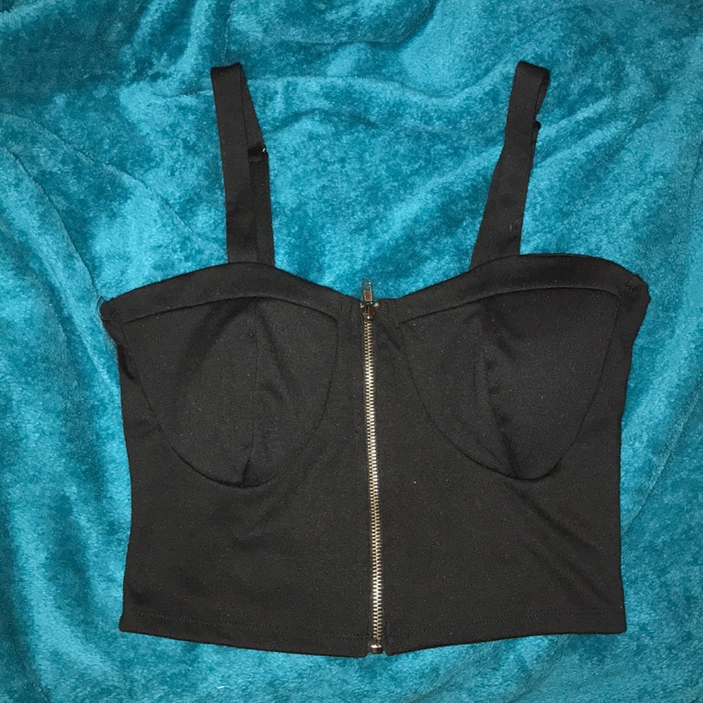 Forever 21 Black Zip-Up crop top